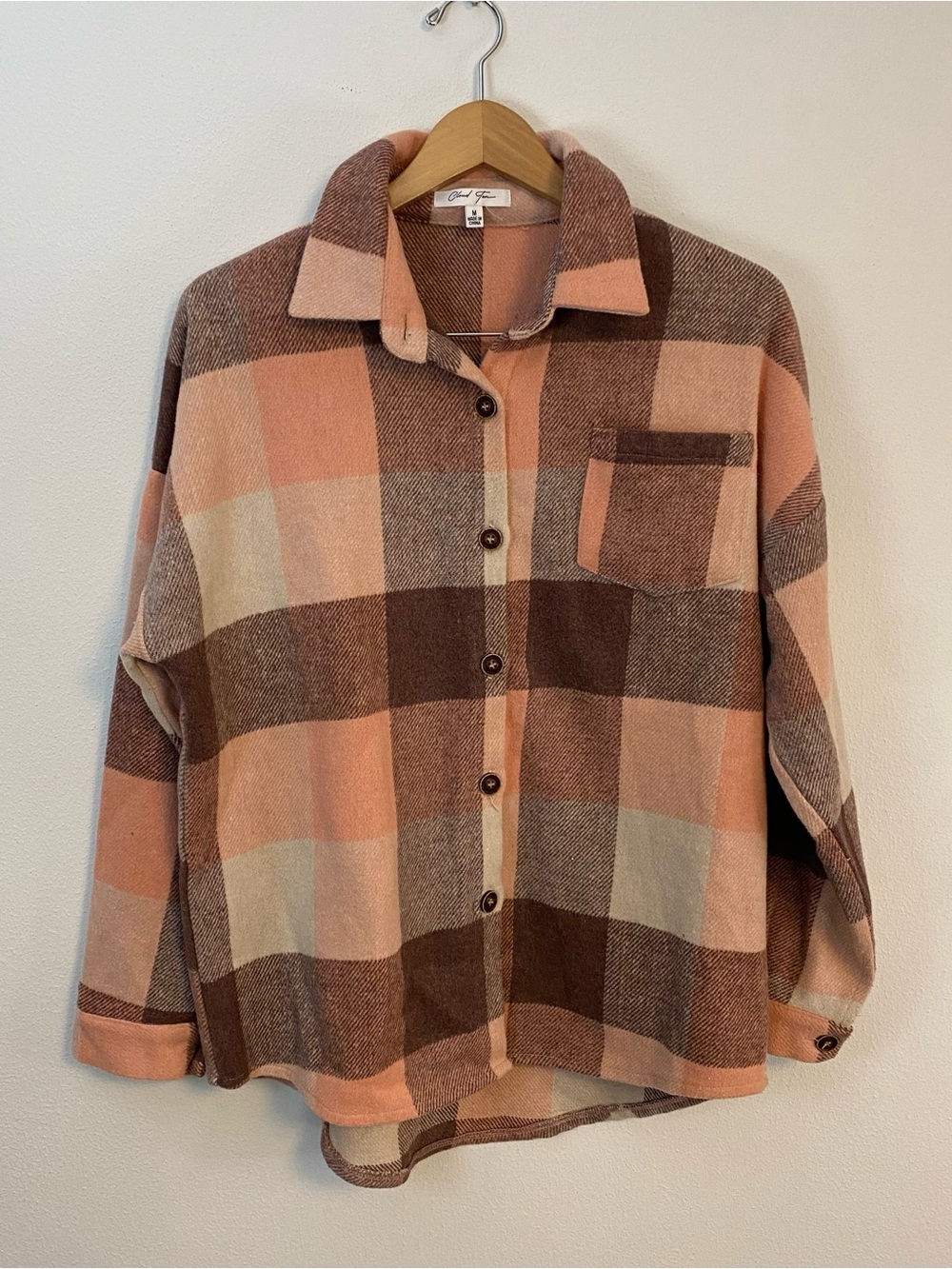 Cloud Ten Pink Plaid Button Up Shacket Jacket Womens Medium